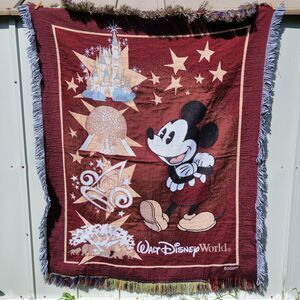 Walt Disney World Tapestry / Throw Mickey Epcot Magic Kingdom 45" X 55"